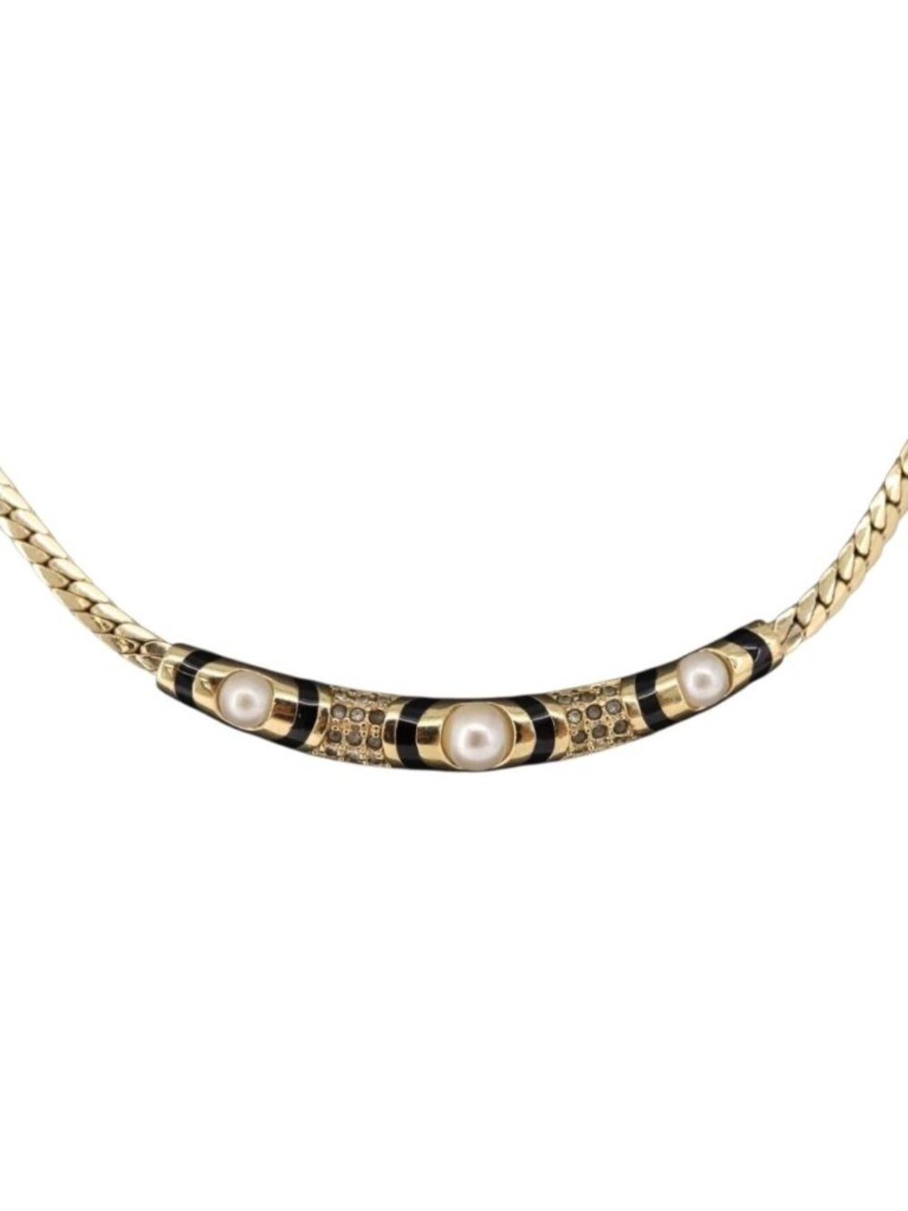 Christian Dior Choker Necklace Metal Gold Tone
